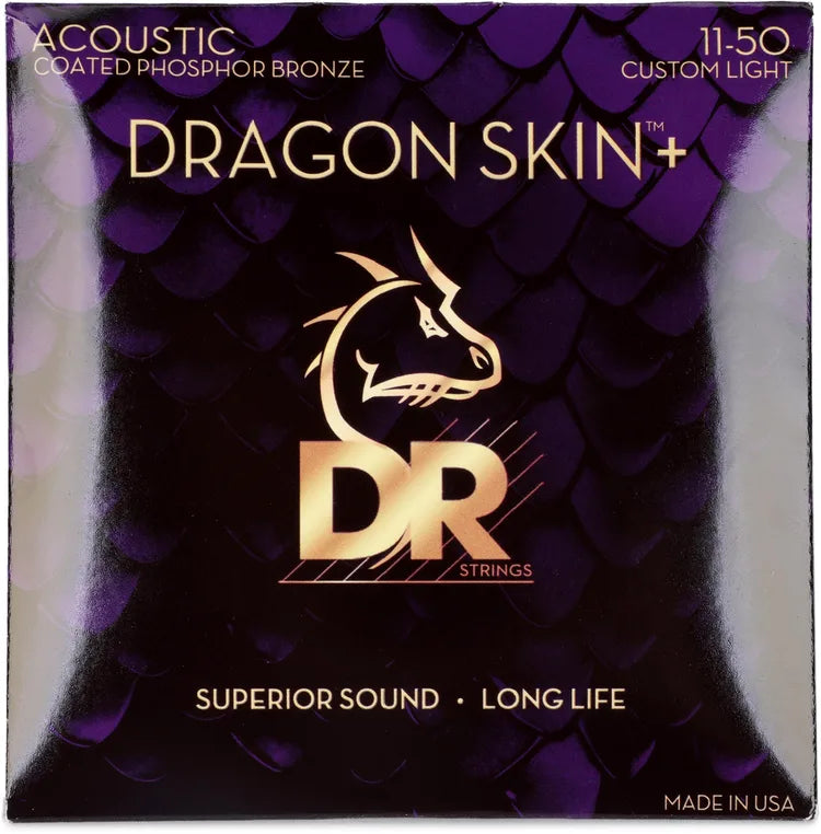 DR Strings DAP-11 Dragon Skin+ Phosphor Bronze Coated Acoustic Guitar Strings
