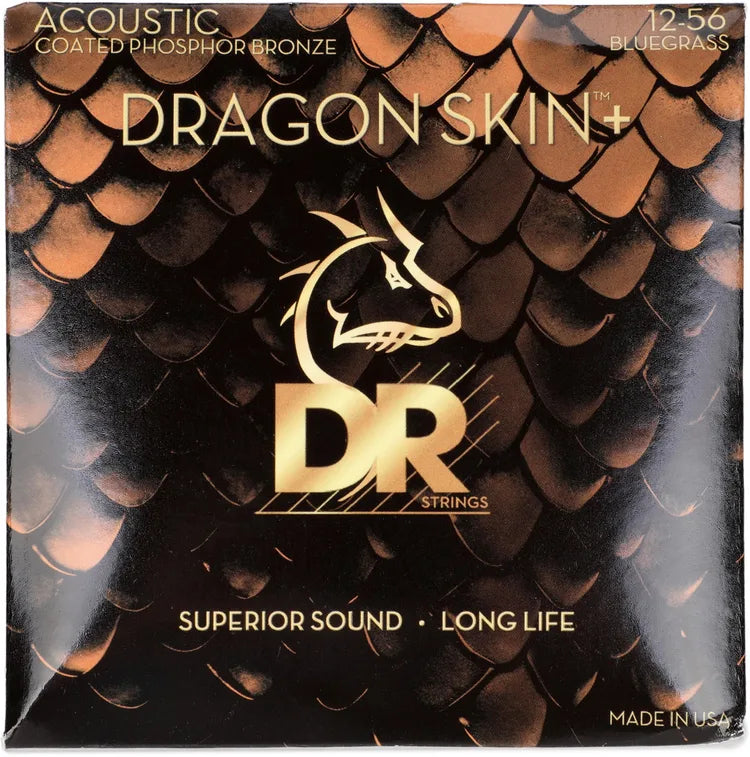 DR Strings DAP-12/56 Dragon Skin+ Phosphor Bronze Coated Acoustic Guitar Strings - .012-.056 Bluegrass