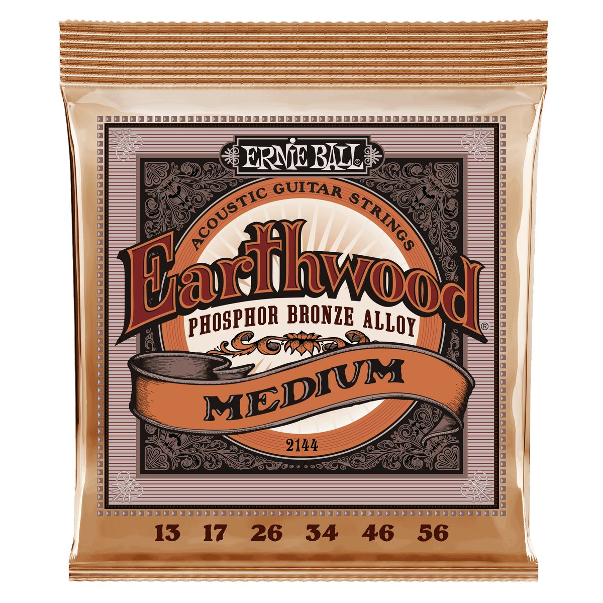 Ernie Ball 2144 Earthwood Phosphor Bronze Acoustic Guitar Strings - .013-.056 Medium
