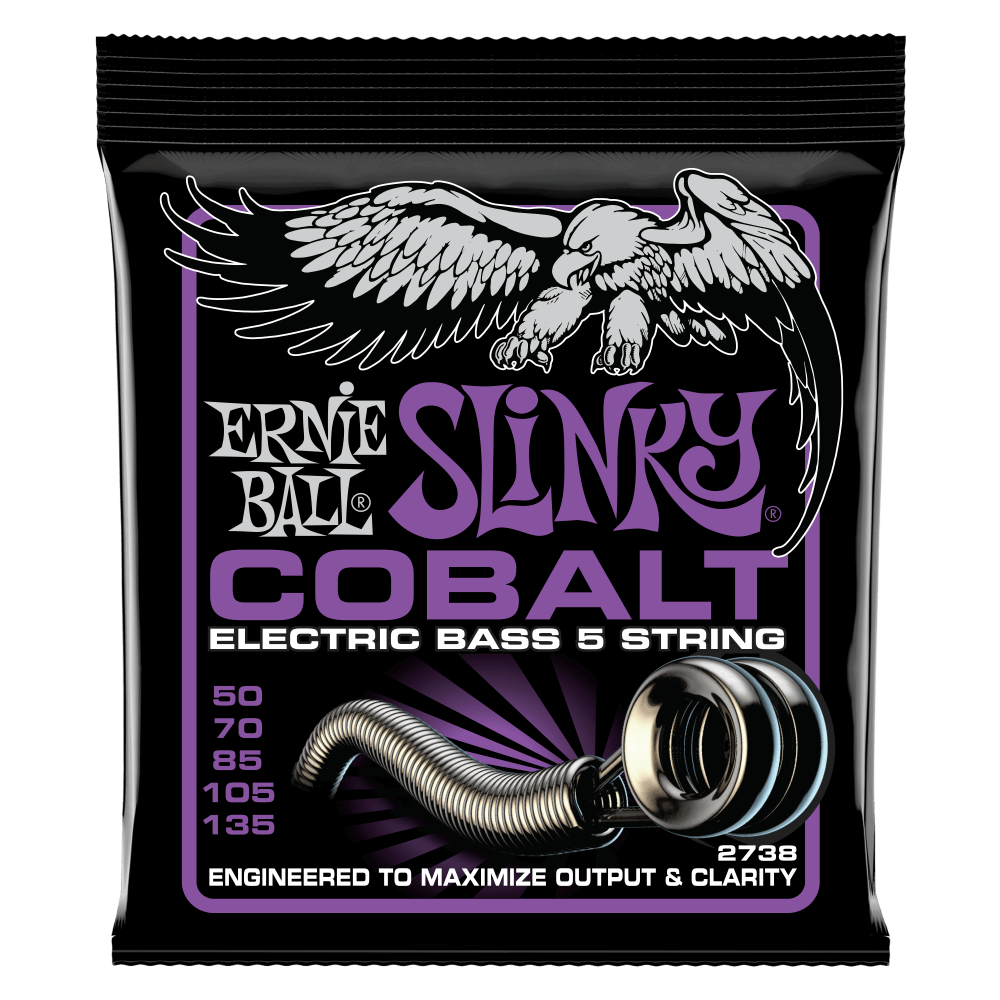 Ernie Ball 2738 Power Slinky Cobalt Electric Bass Guitar Strings - .050-.135 5-string