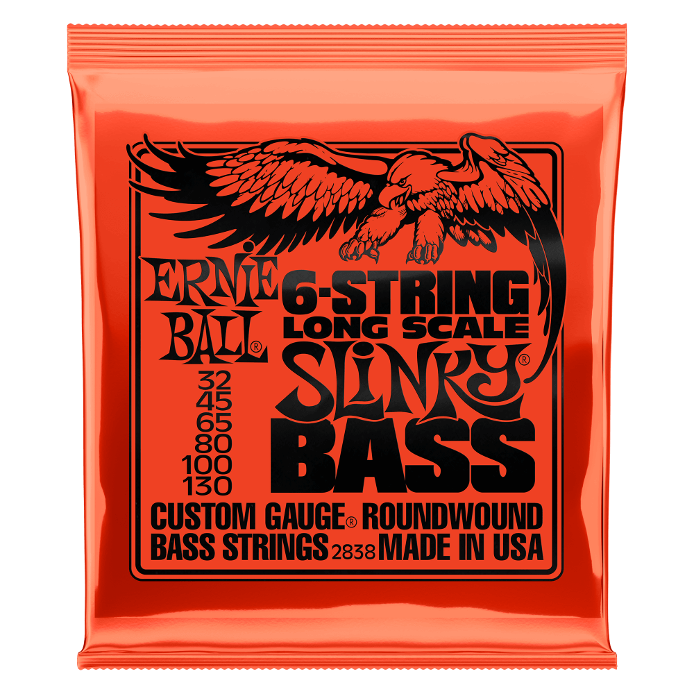 Ernie Ball 2838 Slinky Nickel Wound Electric Bass Guitar Strings - .032-.130 Long Scale 6-String