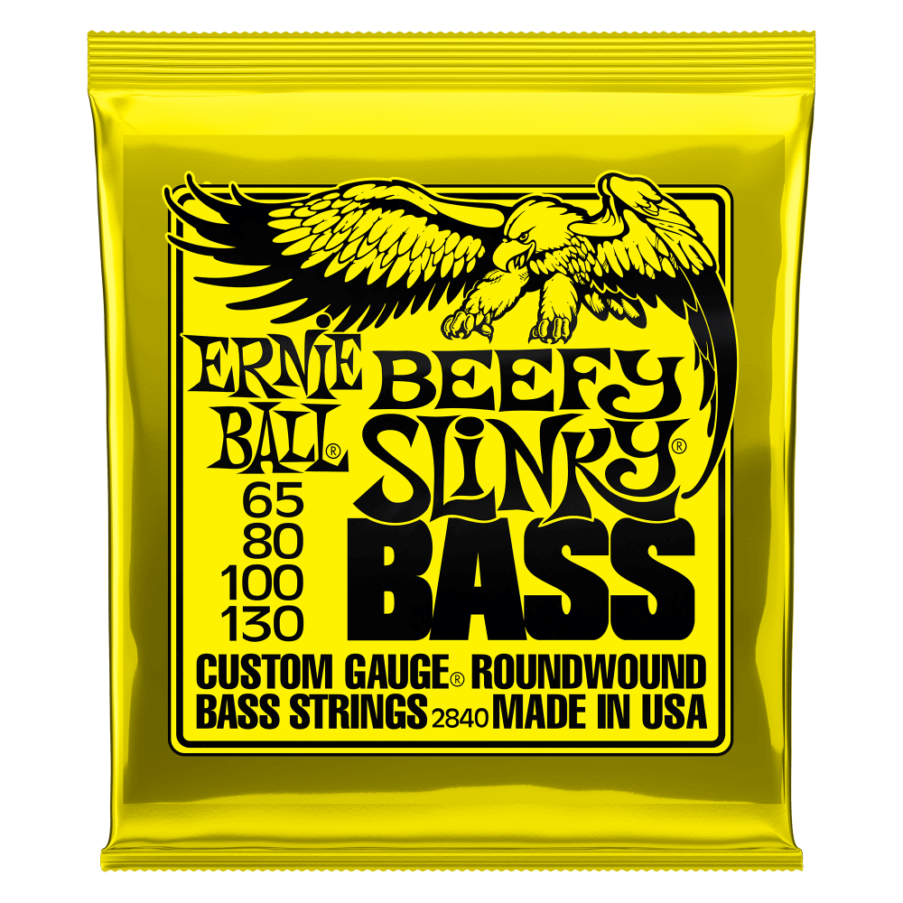 Ernie Ball 2840 Beefy Slinky Nickel Wound Electric Bass Guitar Strings - .065-.130