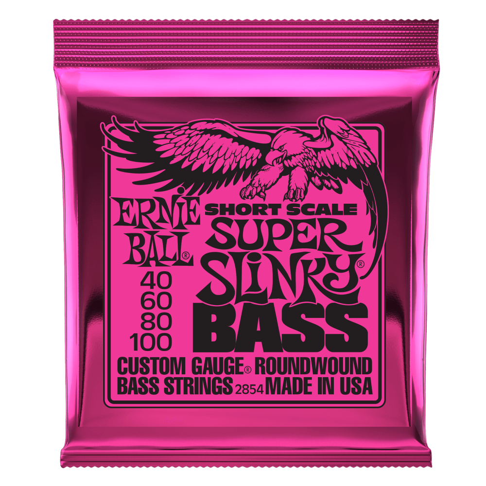 Ernie Ball 2854 Super Slinky Nickel Wound Short Scale Electric Bass Guitar Strings - .040-.100