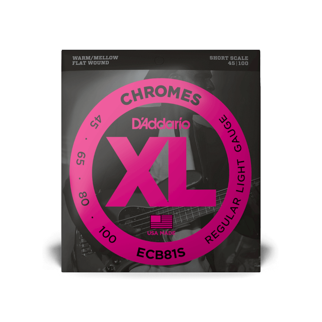 D'Addario ECB81S 45-100 Regular Light, Short Scale, XL Chromes Bass Strings