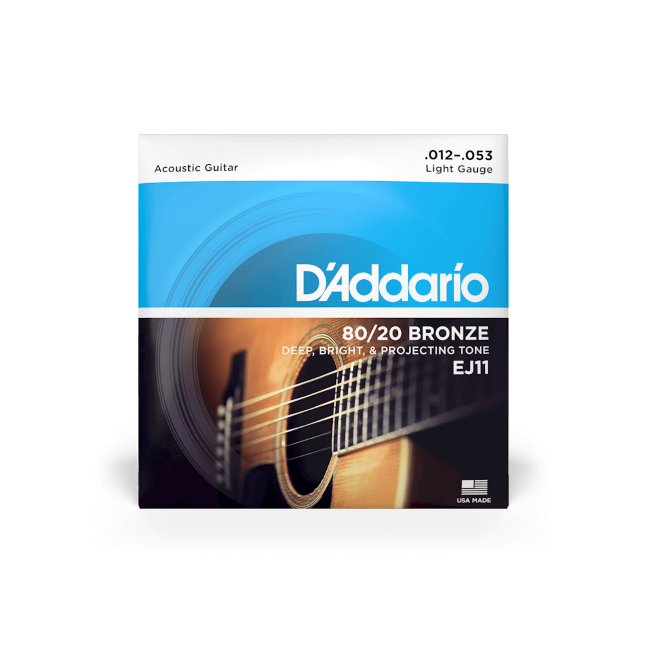 D'Addario EJ11 12-53 Light, 80/20 Bronze Acoustic Guitar Strings