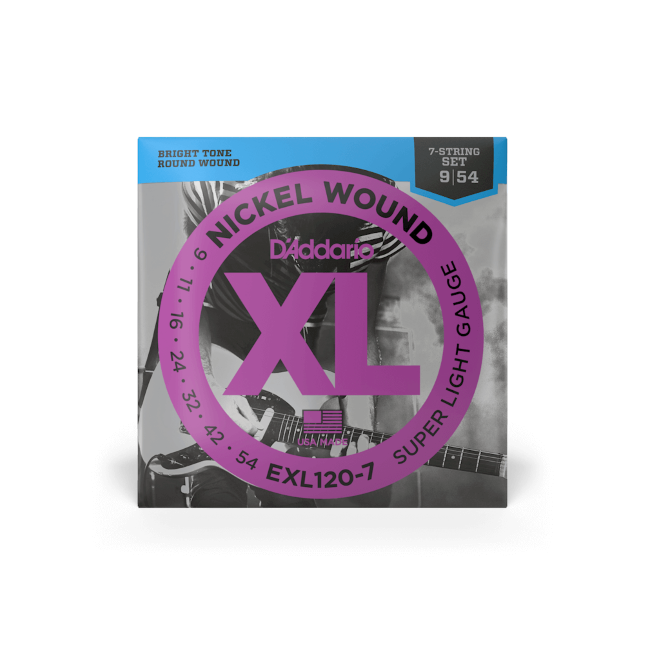D'Addario EXL120-7 09-54 Super Light 7-String, XL Nickel Electric Guitar Strings