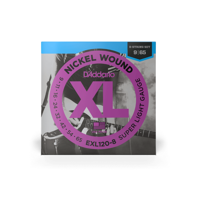 D'Addario EXL120-8 09-65 Super Light 8-String, XL Nickel Electric Guitar Strings