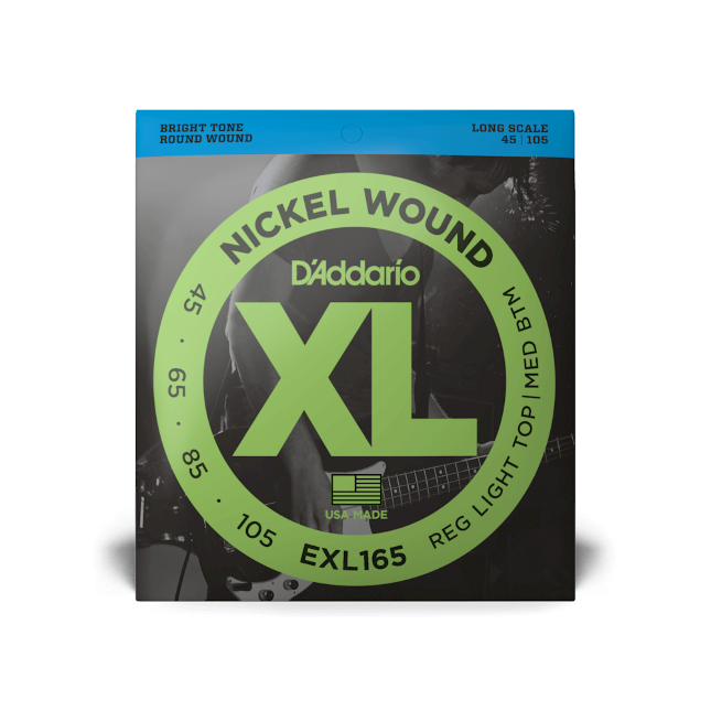 D'Addario EXL165 45-105 Regular Light Top/Medium Bottom, Long Scale, XL Nickel Bass Strings