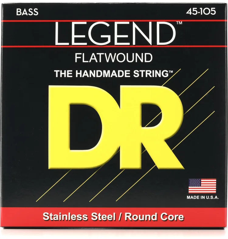DR Strings FL-45 Legend Polished Flatwound Stainless Steel Bass Strings - .045-.105 Medium