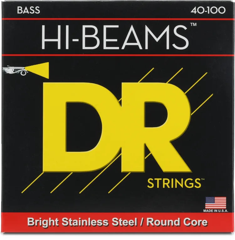 DR Strings LR-40 Hi-Beam Stainless Steel Bass Guitar Strings - .040-100 Light