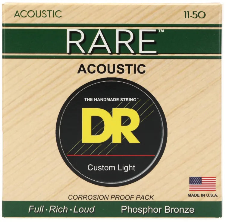 DR Strings RPML-11 Rare Phosphor Bronze Acoustic Guitar Strings - .011-.050 Custom Light