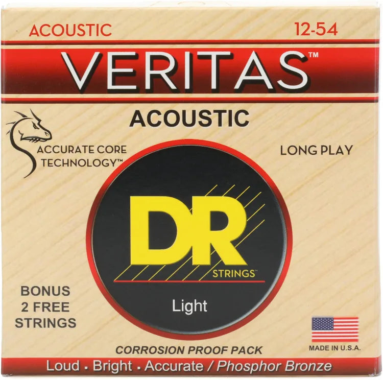 DR Strings VTA-12 Veritas Phosphor Bronze Acoustic Guitar Strings - .012-.054 Light