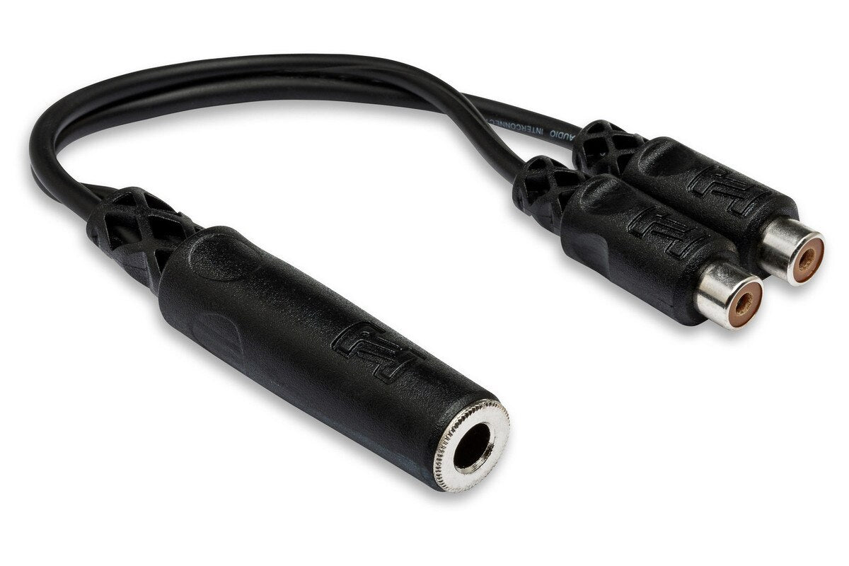 Hosa YRA-115 Y Cable, 1/4 in TSF to Dual RCAF