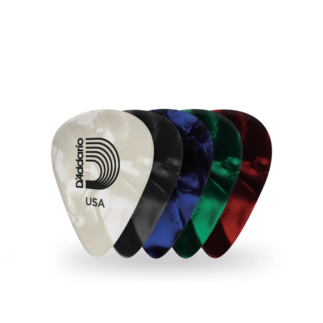 D'Addario Assorted Pearl Celluloid Guitar Picks, 25 pack, Light .50mm