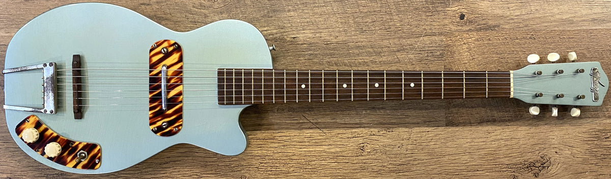 USED 1953 Kay K-125 Stratotone "Peanut" Gloss Refinished Teal Green Electric Guitar with Vox Hardshell Case