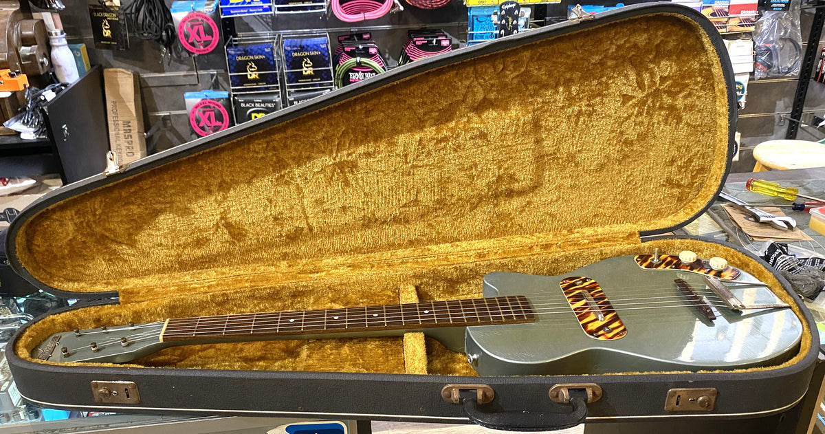 USED 1953 Kay K-125 Stratotone "Peanut" Gloss Refinished Teal Green Electric Guitar with Vox Hardshell Case