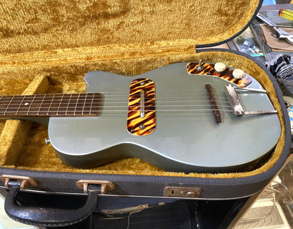 USED 1953 Kay K-125 Stratotone "Peanut" Gloss Refinished Teal Green Electric Guitar with Vox Hardshell Case