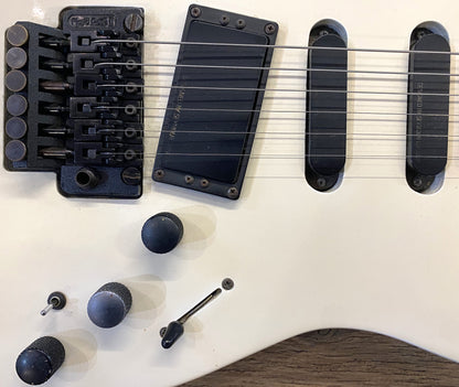 USED 1980s Kramer 100 Series 610 Gloss White Finish Electric Guitar with Aftermarket Neck