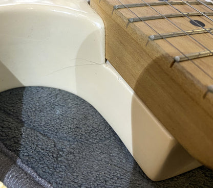 USED 1980s Kramer 100 Series 610 Gloss White Finish Electric Guitar with Aftermarket Neck