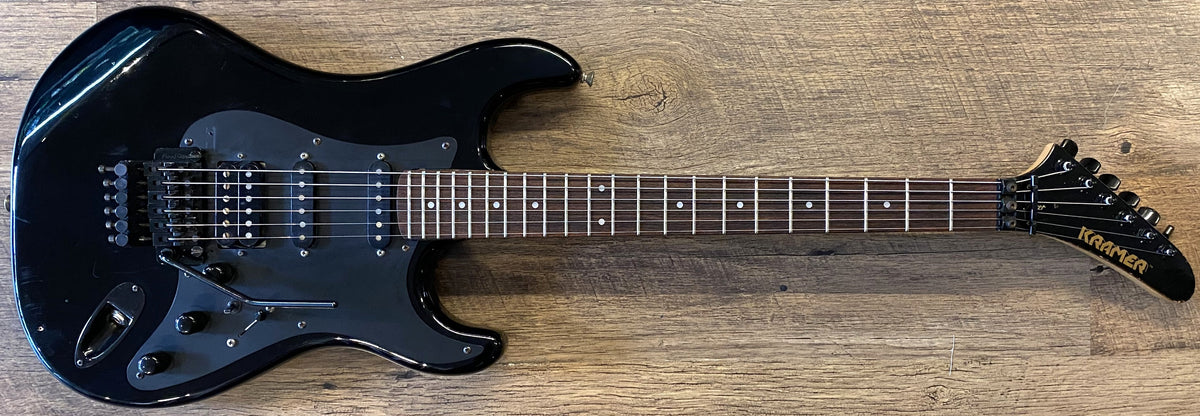 USED 1985 Kramer Pacer Deluxe Gloss Black Finish Electric Guitar with Hardshell Case