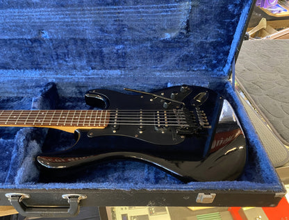 USED 1985 Kramer Pacer Deluxe Gloss Black Finish Electric Guitar with Hardshell Case