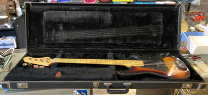 USED 1989 G&L SB-1 Gloss 3-Tone Sunburst Finish Electric Bass Guitar with Hardshell Case