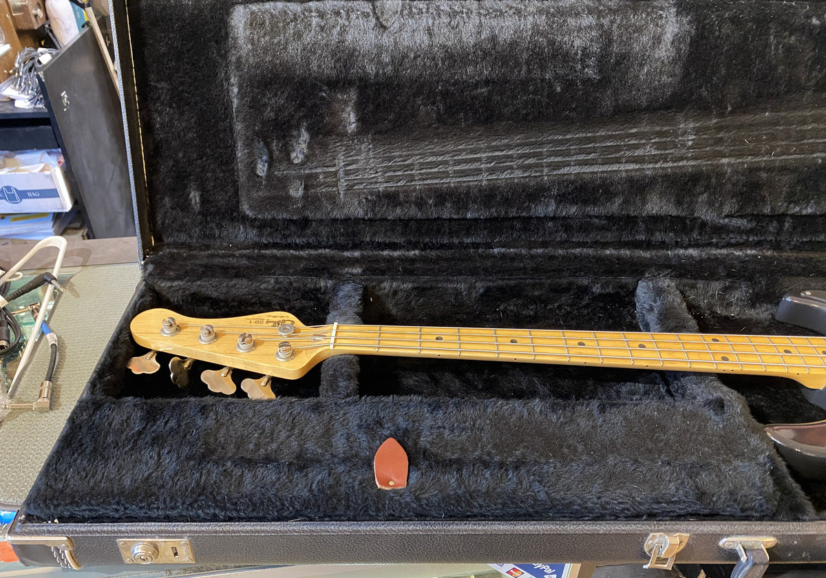 USED 1989 G&L SB-1 Gloss 3-Tone Sunburst Finish Electric Bass Guitar with Hardshell Case