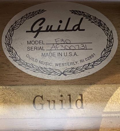 USED 1995 Guild F-30 Orchestra Model Natural Gloss Finish Acoustic-Electric Guitar with Original Hardshell Case