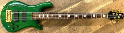 USED 2002 Spector Euro Series NS5-CRFM Gloss Transparent Emerald Green Finish Neck-Thru 5-String Active Electric Bass Guitar with Original Hardshell Case