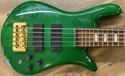 USED 2002 Spector Euro Series NS5-CRFM Gloss Transparent Emerald Green Finish Neck-Thru 5-String Active Electric Bass Guitar with Original Hardshell Case