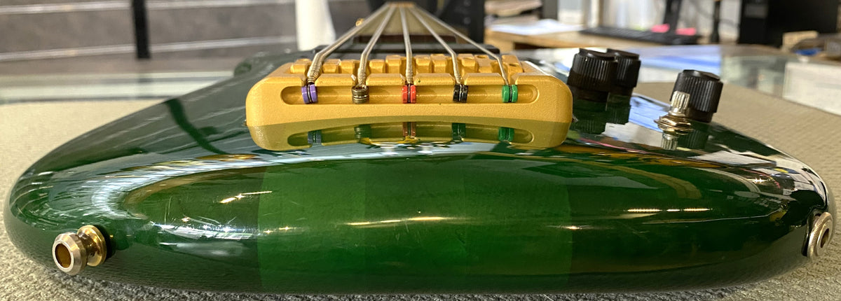 USED 2002 Spector Euro Series NS5-CRFM Gloss Transparent Emerald Green Finish Neck-Thru 5-String Active Electric Bass Guitar with Original Hardshell Case