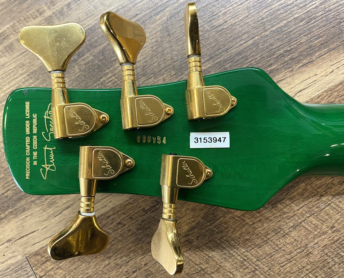 USED 2002 Spector Euro Series NS5-CRFM Gloss Transparent Emerald Green Finish Neck-Thru 5-String Active Electric Bass Guitar with Original Hardshell Case