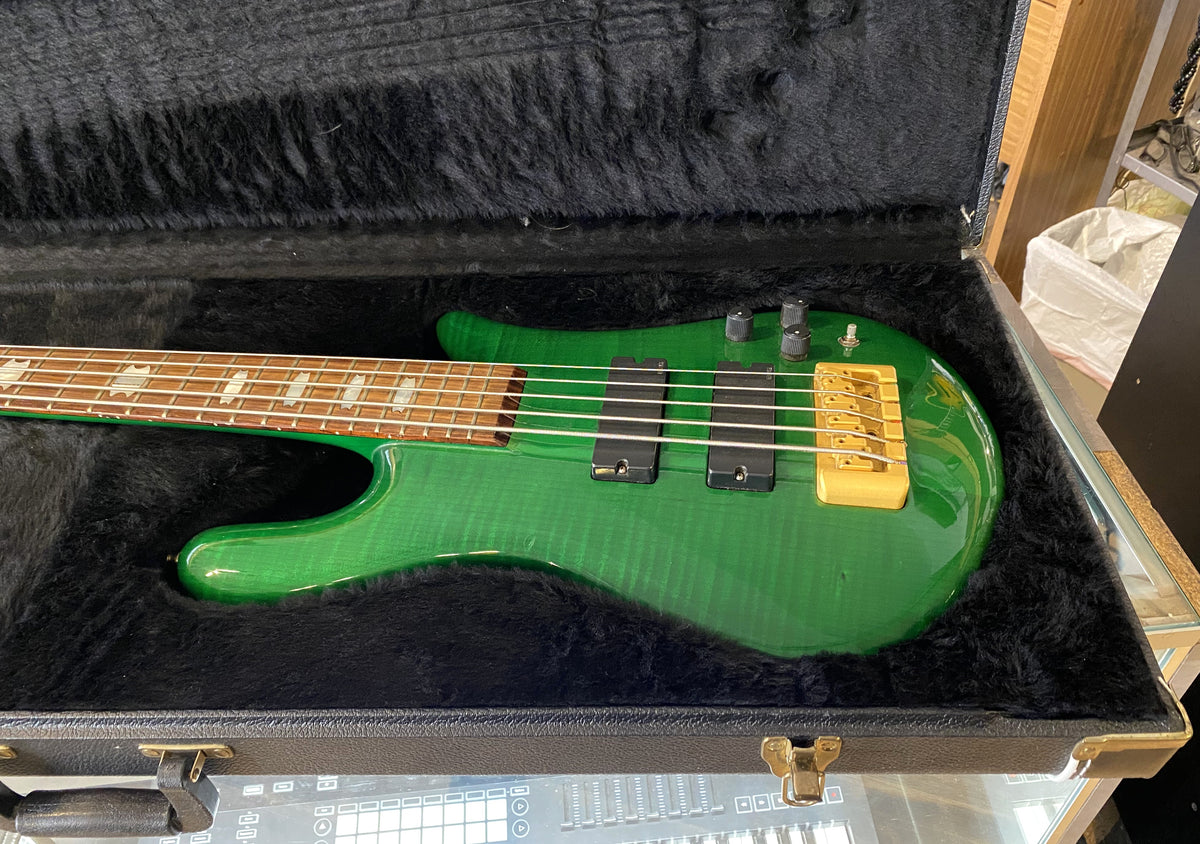 USED 2002 Spector Euro Series NS5-CRFM Gloss Transparent Emerald Green Finish Neck-Thru 5-String Active Electric Bass Guitar with Original Hardshell Case
