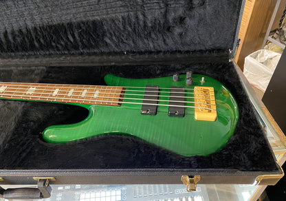 USED 2002 Spector Euro Series NS5-CRFM Gloss Transparent Emerald Green Finish Neck-Thru 5-String Active Electric Bass Guitar with Original Hardshell Case