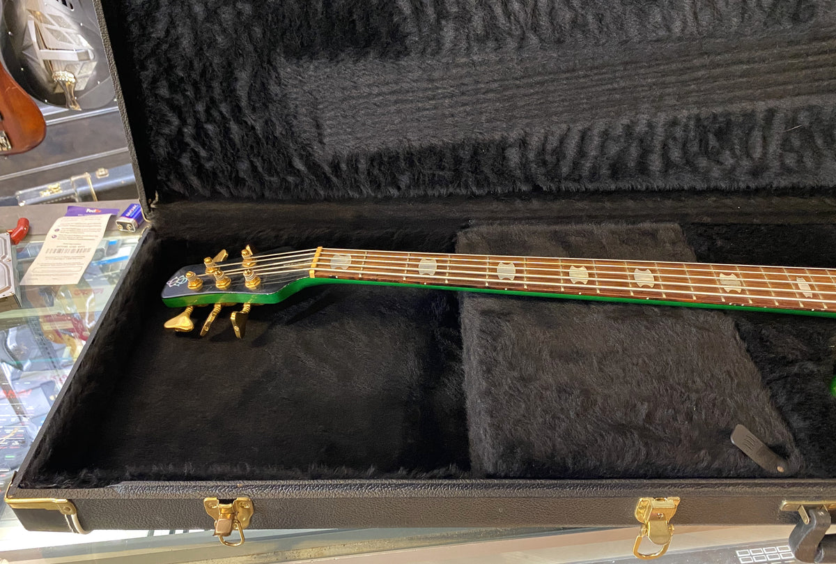 USED 2002 Spector Euro Series NS5-CRFM Gloss Transparent Emerald Green Finish Neck-Thru 5-String Active Electric Bass Guitar with Original Hardshell Case