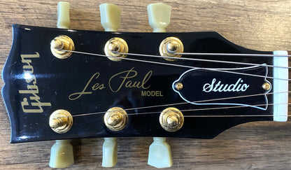USED 2004 Gibson Les Paul Studio Gloss Ebony Finish Left-Handed Electric Guitar with Original Hardshell Case
