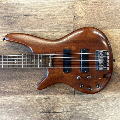 USED 2013 Ibanez SoundGear SR505L Natural Satin Finish Left-Handed 5-String Active Electric Bass Guitar