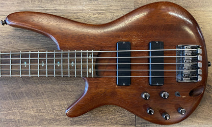 USED 2013 Ibanez SoundGear SR505L Natural Satin Finish Left-Handed 5-String Active Electric Bass Guitar