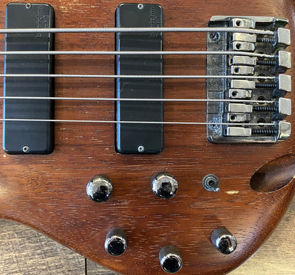 USED 2013 Ibanez SoundGear SR505L Natural Satin Finish Left-Handed 5-String Active Electric Bass Guitar