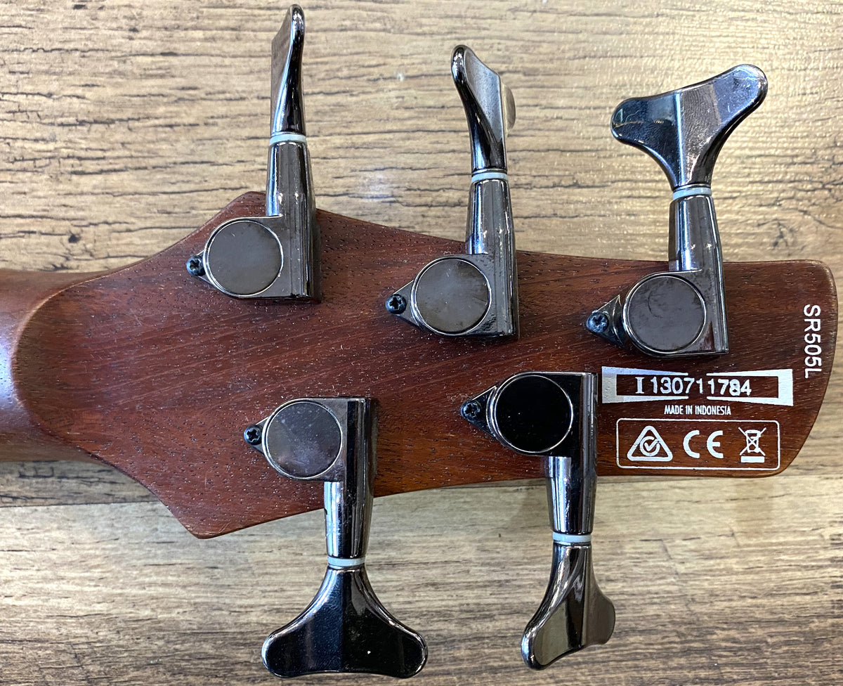 USED 2013 Ibanez SoundGear SR505L Natural Satin Finish Left-Handed 5-String Active Electric Bass Guitar