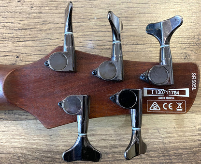 USED 2013 Ibanez SoundGear SR505L Natural Satin Finish Left-Handed 5-String Active Electric Bass Guitar