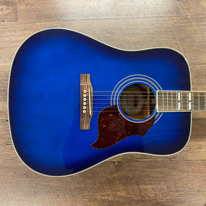 USED 2014 Epiphone Limited Edition Hummingbird Artist Flamed-top Gloss Blueburst Finish Dreadnought Acoustic Guitar