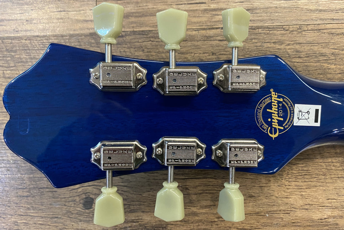 USED 2014 Epiphone Limited Edition Hummingbird Artist Flamed-top Gloss Blueburst Finish Dreadnought Acoustic Guitar