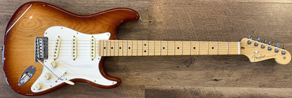 USED 2017 Fender American Professional Stratocaster Gloss Sienna Sunburst Finish Electric Guitar with Original Hardshell Case