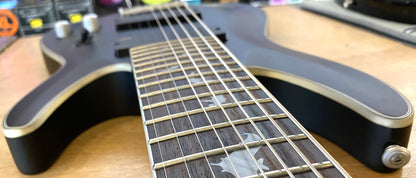 USED 2020 Schecter Diamond Series Damien Platinum 8 Matte Black Finish 8-String Active Electric Guitar