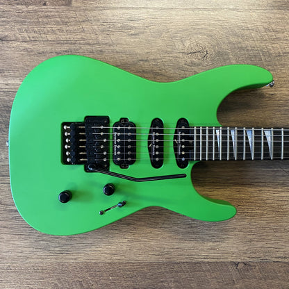 USED 2023 Jackson American Soloist SL3 Satin Slime Green Finish Electric Guitar with Original Foamcore Case