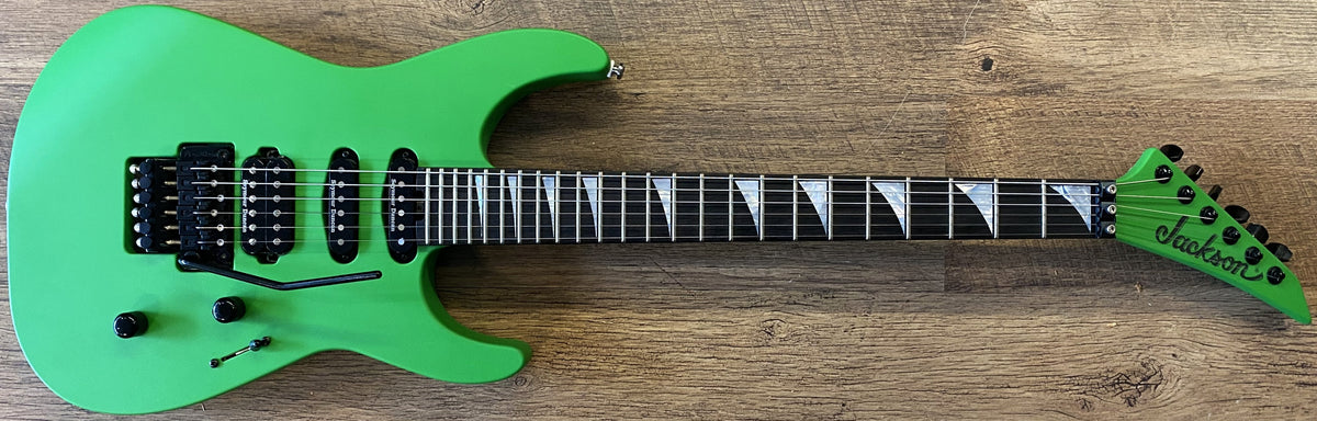 USED 2023 Jackson American Soloist SL3 Satin Slime Green Finish Electric Guitar with Original Foamcore Case