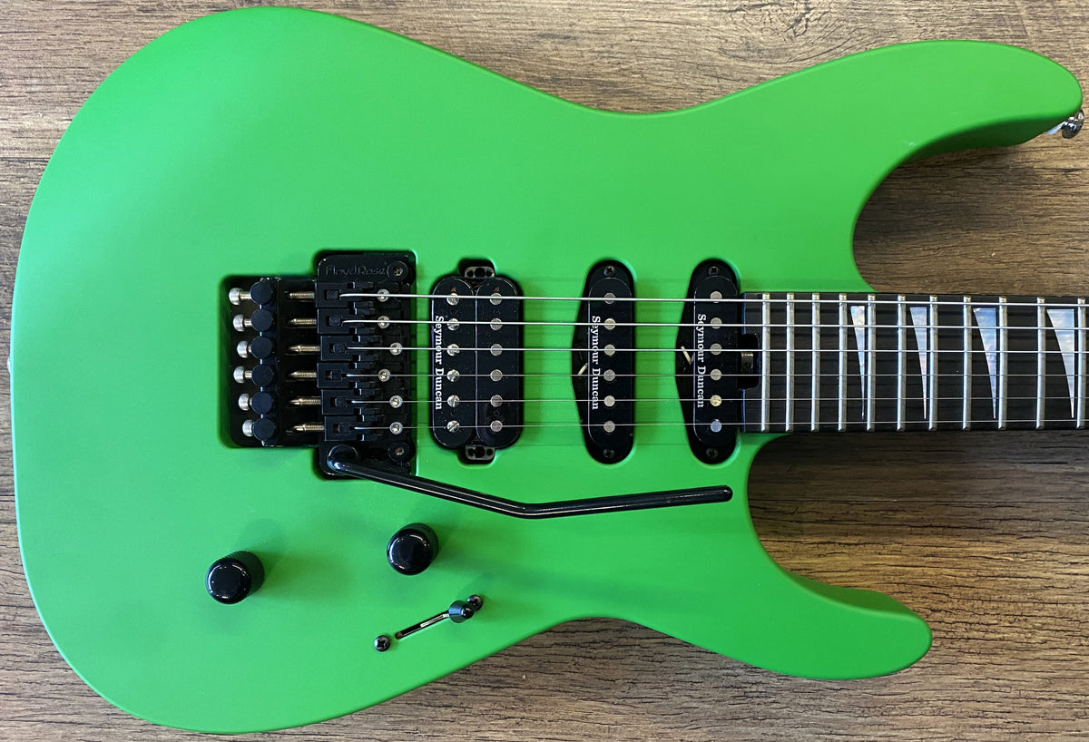 USED 2023 Jackson American Soloist SL3 Satin Slime Green Finish Electric Guitar with Original Foamcore Case