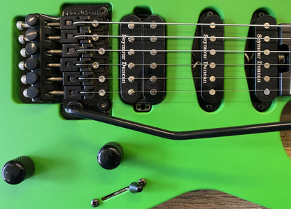 USED 2023 Jackson American Soloist SL3 Satin Slime Green Finish Electric Guitar with Original Foamcore Case