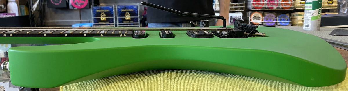 USED 2023 Jackson American Soloist SL3 Satin Slime Green Finish Electric Guitar with Original Foamcore Case